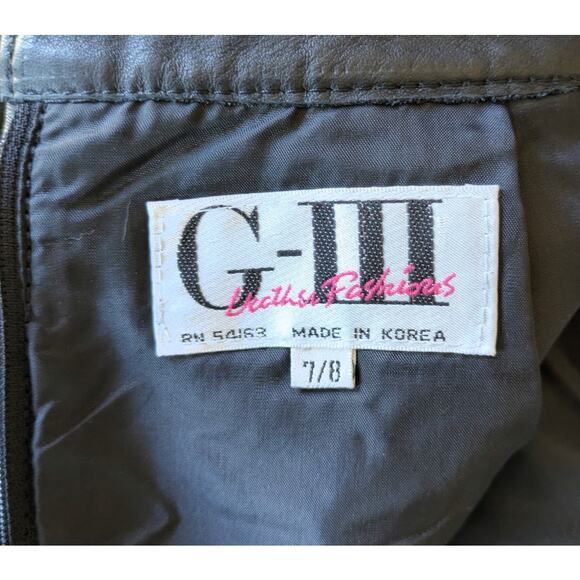 VTG 80s G-III Leather Pencil Skirt 7/8 Black Classic High Waist Back Slit Moto - Picture 6 of 8